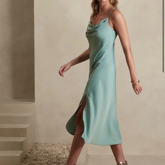 Banana Republic MIDI Slip Dress Petite Midnight Teal